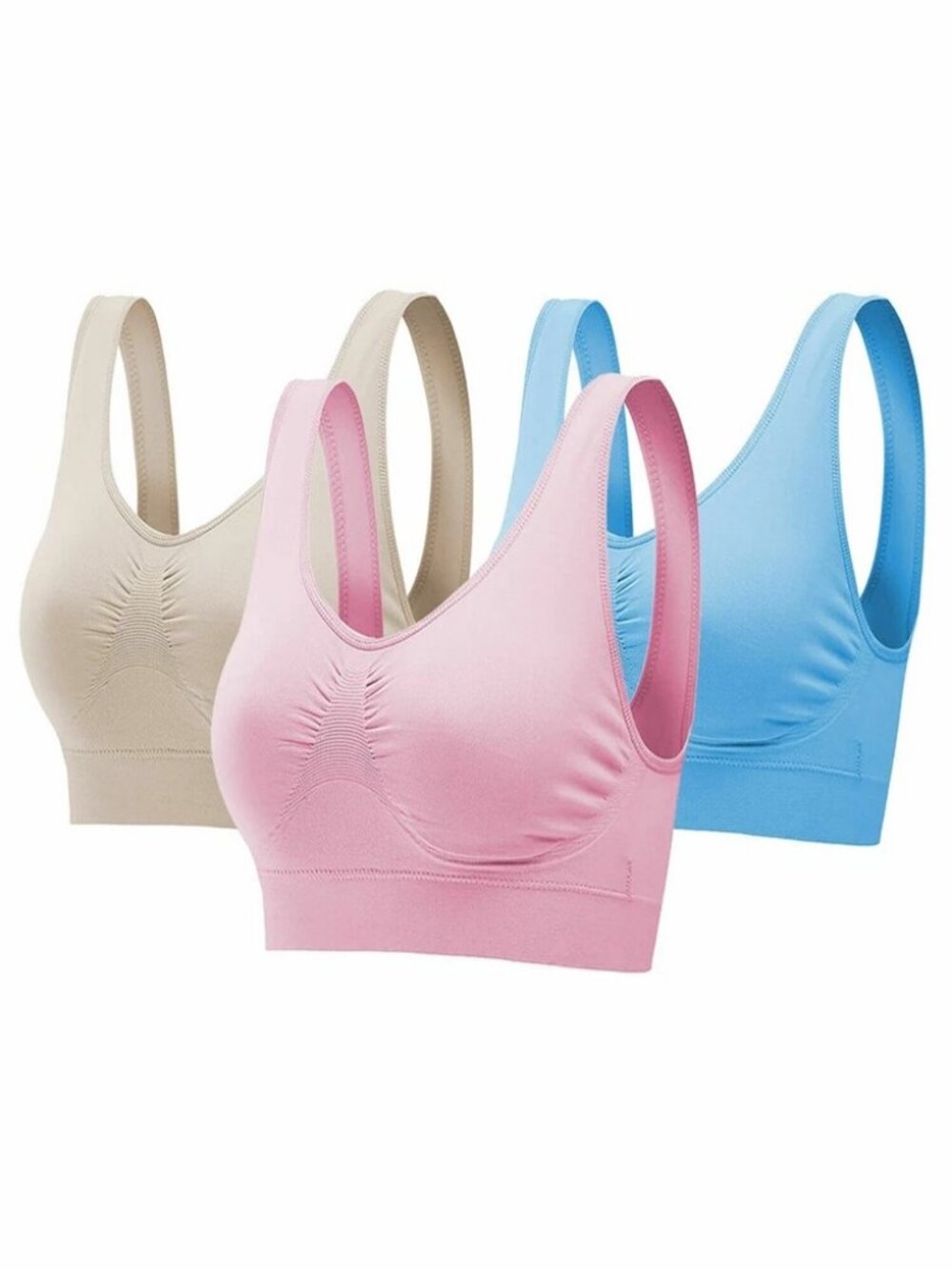 3Pack Sport Bras Seamless Wire Free Weight Support Tank Sports Yoga Sleep Bra
